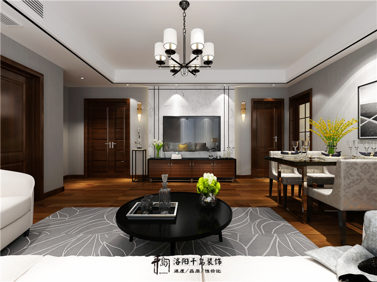 洛陽正大國際121㎡三居現(xiàn)代簡約混搭風裝修案例